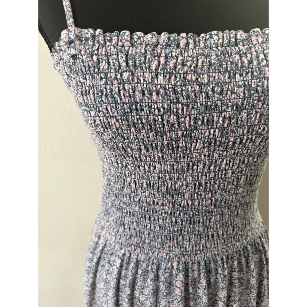 Pact Womens Organic Cotton Floral Smocked Maxi Dress Size M Pockets Sustainable - Picture 3 of 9